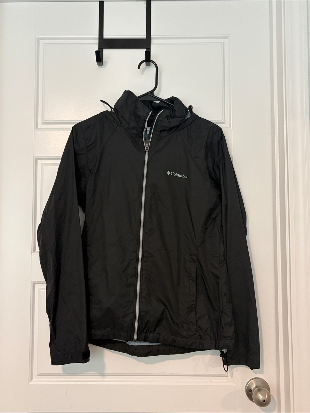 Columbia Black Hooded Lightweight Raincoat